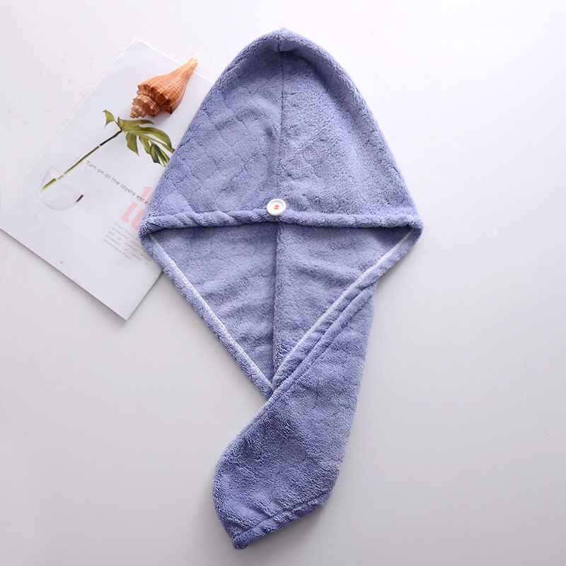 ANRUI 100% Cotton Ladies Hair Drying Cap Quick Dry Towel Bath Cap, Wraps Moisture Absorbent Household Bathroom Amenities: blue