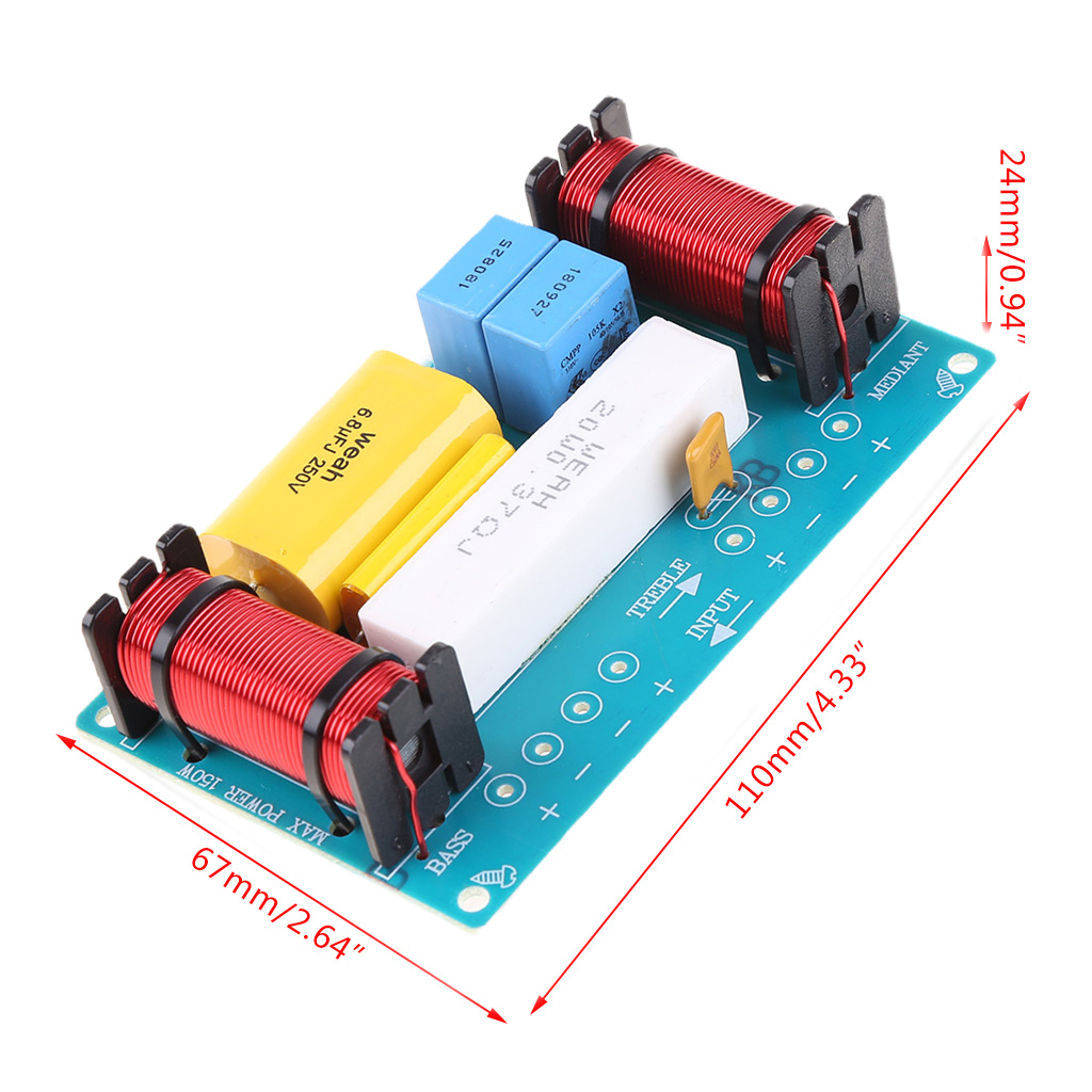 WEAH-338 3 Way 120W Speaker Frequency Divider Loudspeaker Crossover Filter