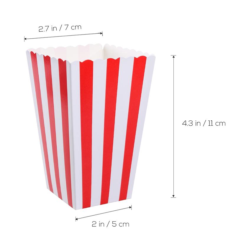 Cajas RAYA ROJA para palomitas de maíz, 24 Uds., cajas para dulces, cajas de cartón, bolsas de papel para cine en películas, mesas de postre, recuerdos de boda