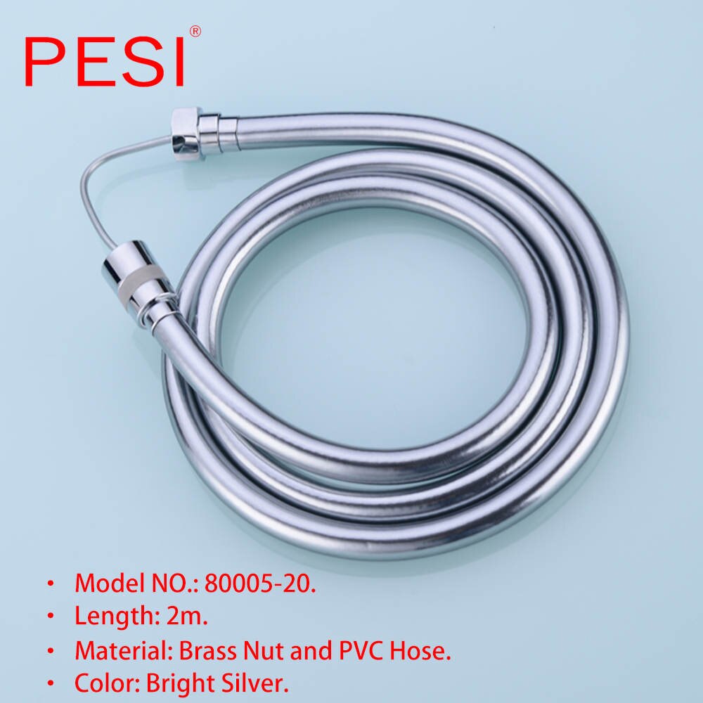 PVC wysokie ciśnienie 1.5m/2m pogrubienie anty-meandrowy gładki wąż prysznicowy robić kąpieli ręczny prysznic elastyczny wąż prysznicowy.: jasny srebro 2m