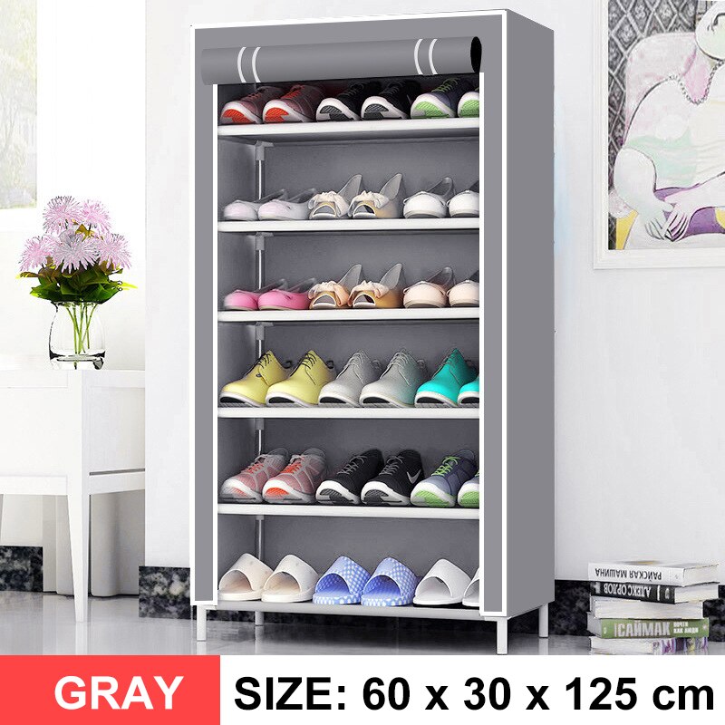 5/7/10 schicht Schuh Gestell Abnehmbare Staubdicht Vlies Stoff Schuh Schrank Hause platzsparende Stehen Halfter Schuhe Veranstalter: 7 Schicht grau