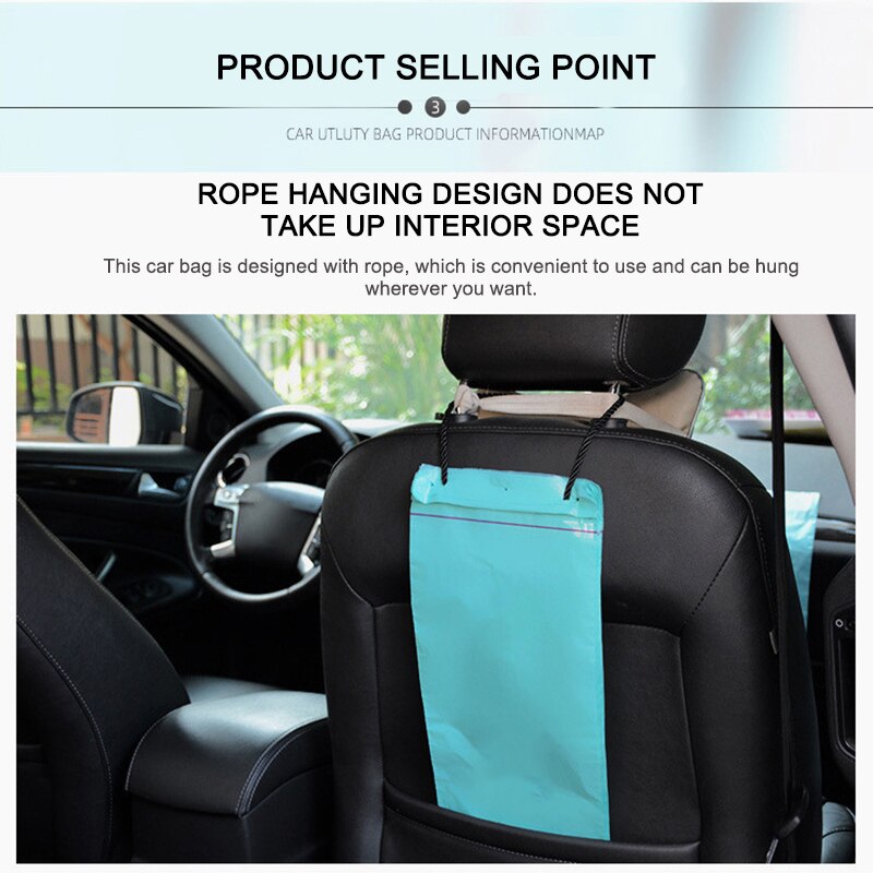 50 stuks Auto Afsluitbare Vuilniszak Auto Seat Terug Opknoping Prullenbak Prullenbak Zak Opbergtas Auto Interieur Accessoires Lekvrij