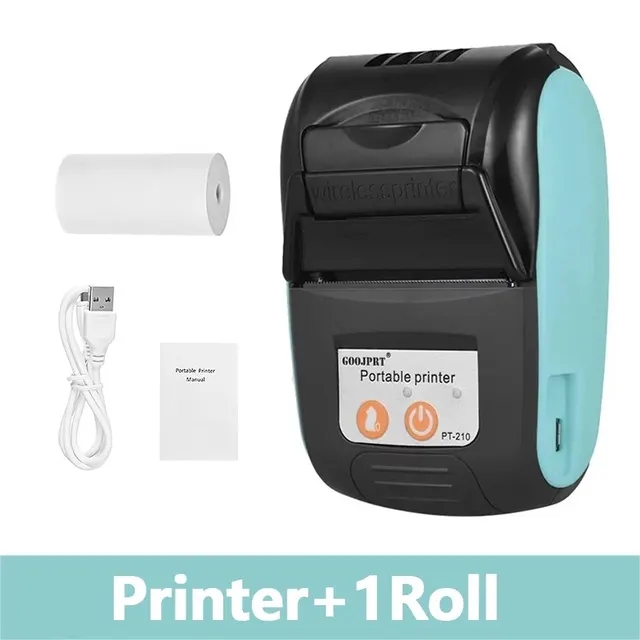 PT210 Portable 2 Inch Mini Thermal Receipt Printer Wireless Bluetooth Pocket 58mm Bill Printer For Mobile Android IOS Windows: black
