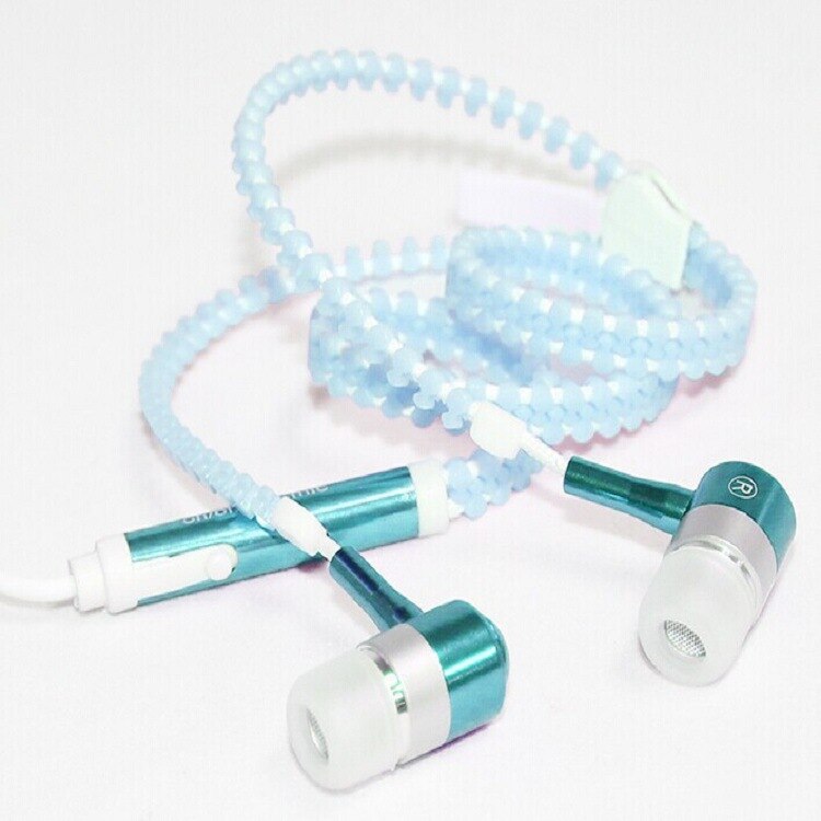 3 Kleur Glow In-Oor Lichtgevende Licht Metalen Rits Oortelefoon Glow In The Dark Headset Voor Iphone samsung Auriculares: Blue