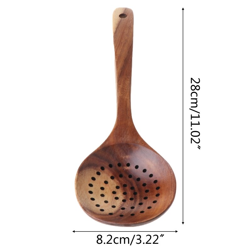 Wood Kitchen Long Handled Strainer Spoon Wooden Skimmer Utensils Cooking Tools