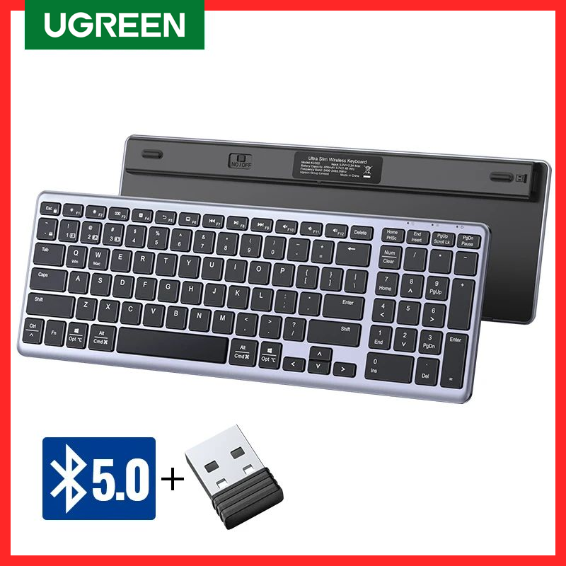 Ugreen Toetsenbord Draadloze Bluetooth 5.0 2.4G Russische/Koreaanse/En 99 Keycaps Voor Macbook Ipad Pc Tablet Usb C Oplaadbare Toetsenbord