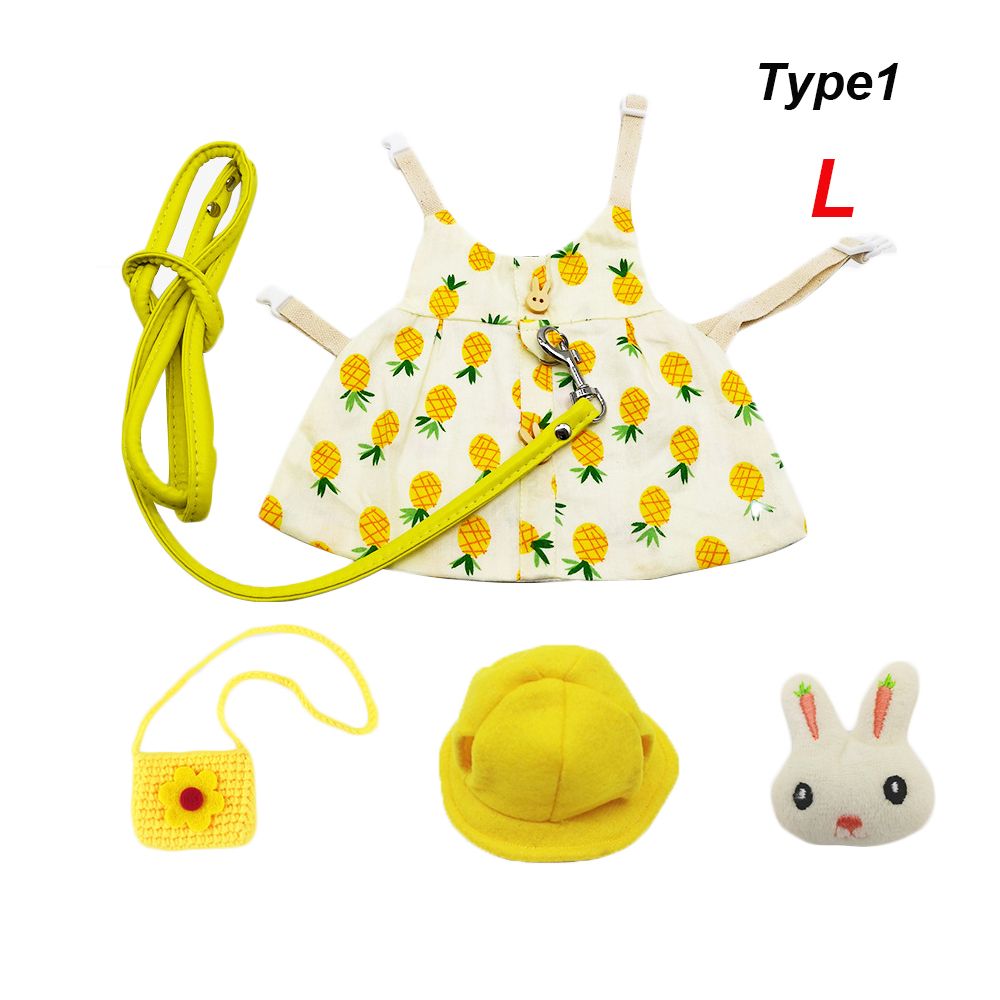 Alfileres de conejo encantadores para exteriores, arnés para hámster, chaleco para mascotas, traje de vestido de conejo, ropa de Animal pequeño, conjunto de sombrero: Type1-L