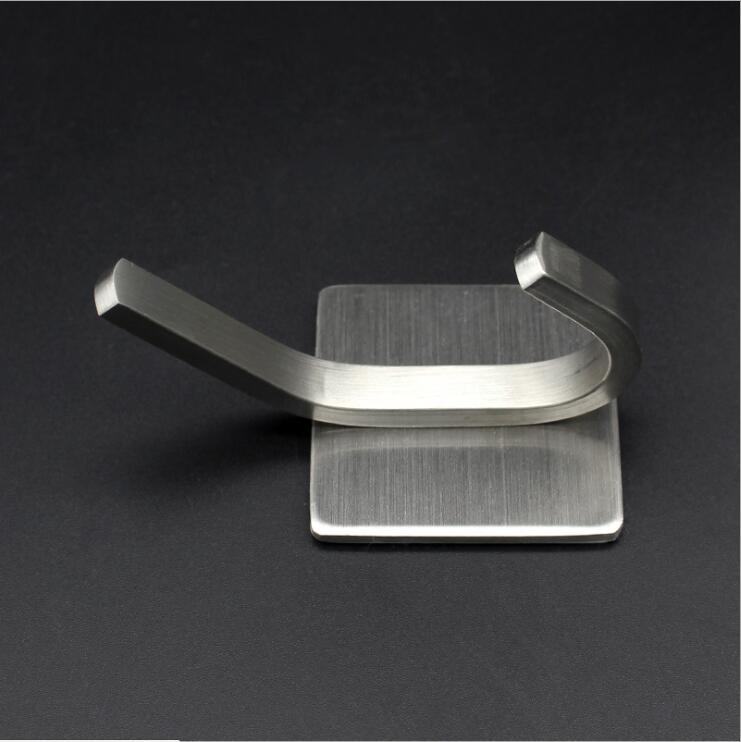 Brushed Finish SUS 304 Stainless Steel Bathroom &amp;Kitchen Hardware Wall Hook Self-adhesive Robe Hook Bathroom Accessories