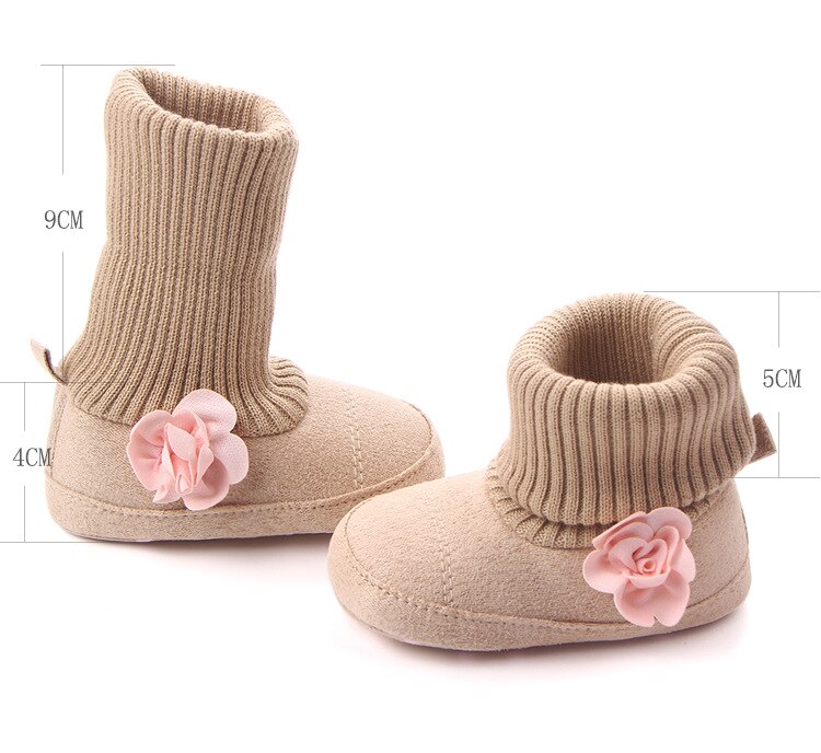 6 farver varme babystøvler blomstret baby pigesko spædbørn småbørn børn mokkasiner bomuld varme strikkesko