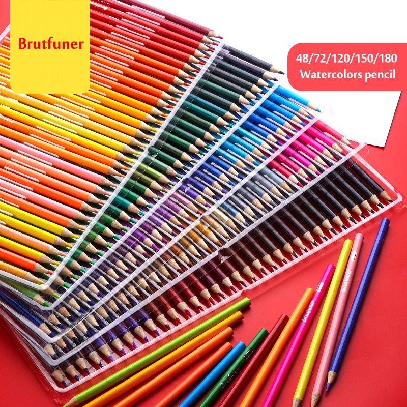 Brutfuner-lápices de colores de madera, Set de 48/72/120/150/180 lápices de acuarela para la escuela, suministros de arte