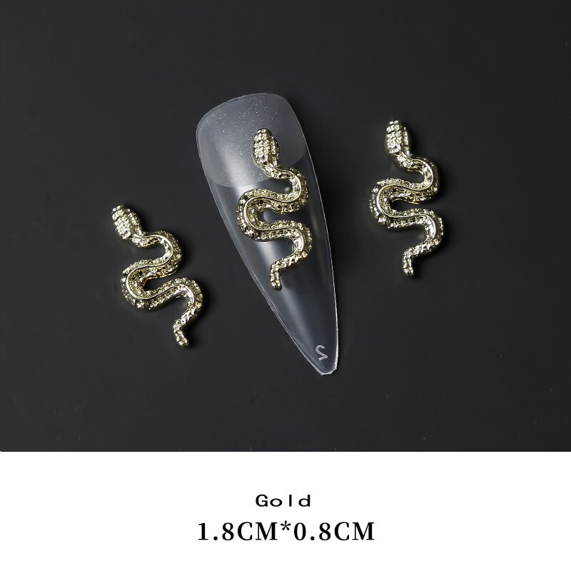 20 stk legeret slange negle ornamenter metal negle kunst dekorationer diy slange manicure tilbehør negle charms i bulk til dekoration: 8