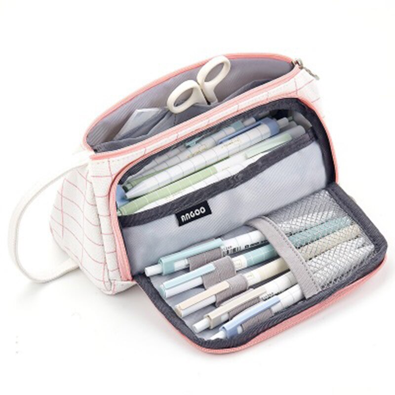 Pencil bag Cosmetic bag stationery Multifunction High capacity Storage Candy colors Cotton and Korean version Simple Storage: Fairy lattice