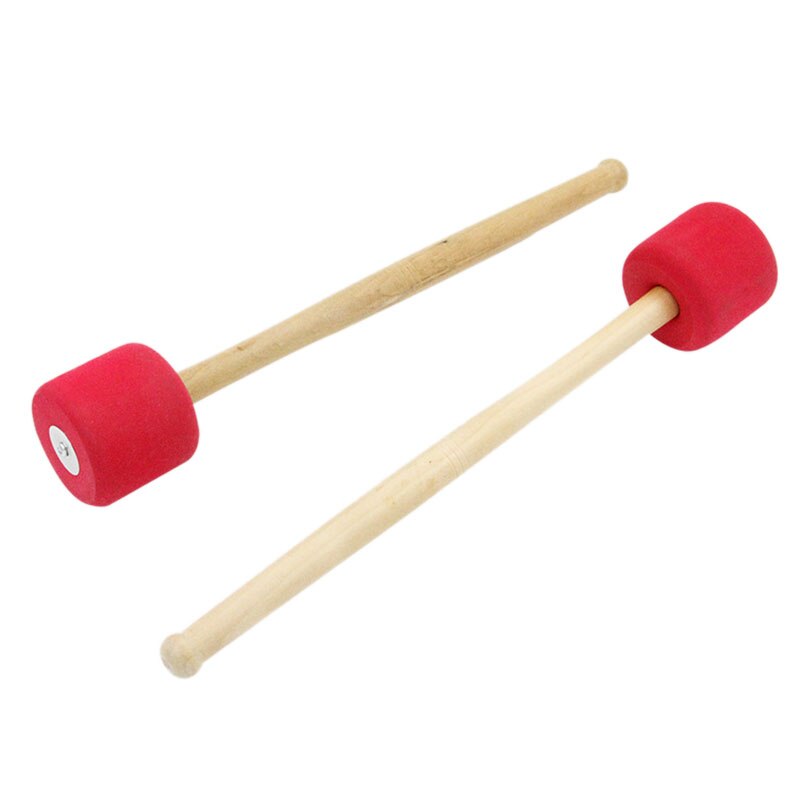 Maillets de grosse caisse bâtons maillet en mousse rouge avec manche en bois pour grosse caisse à Percussion 13 pouces