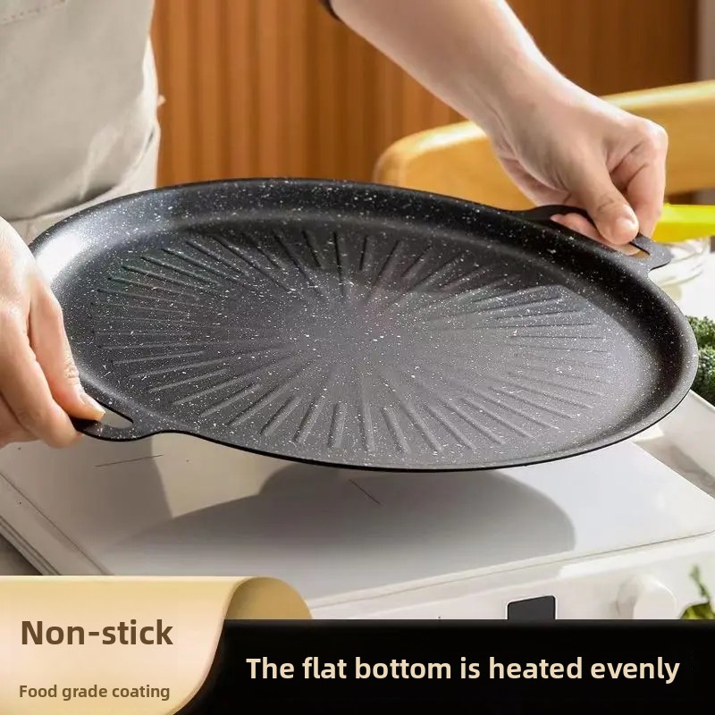 Sun Shaped Non-Stick Iron BBQ Grill Pan Convenient Outdoor Camping Home Use Multi-Purpose Roasting Dish Easy to Clean