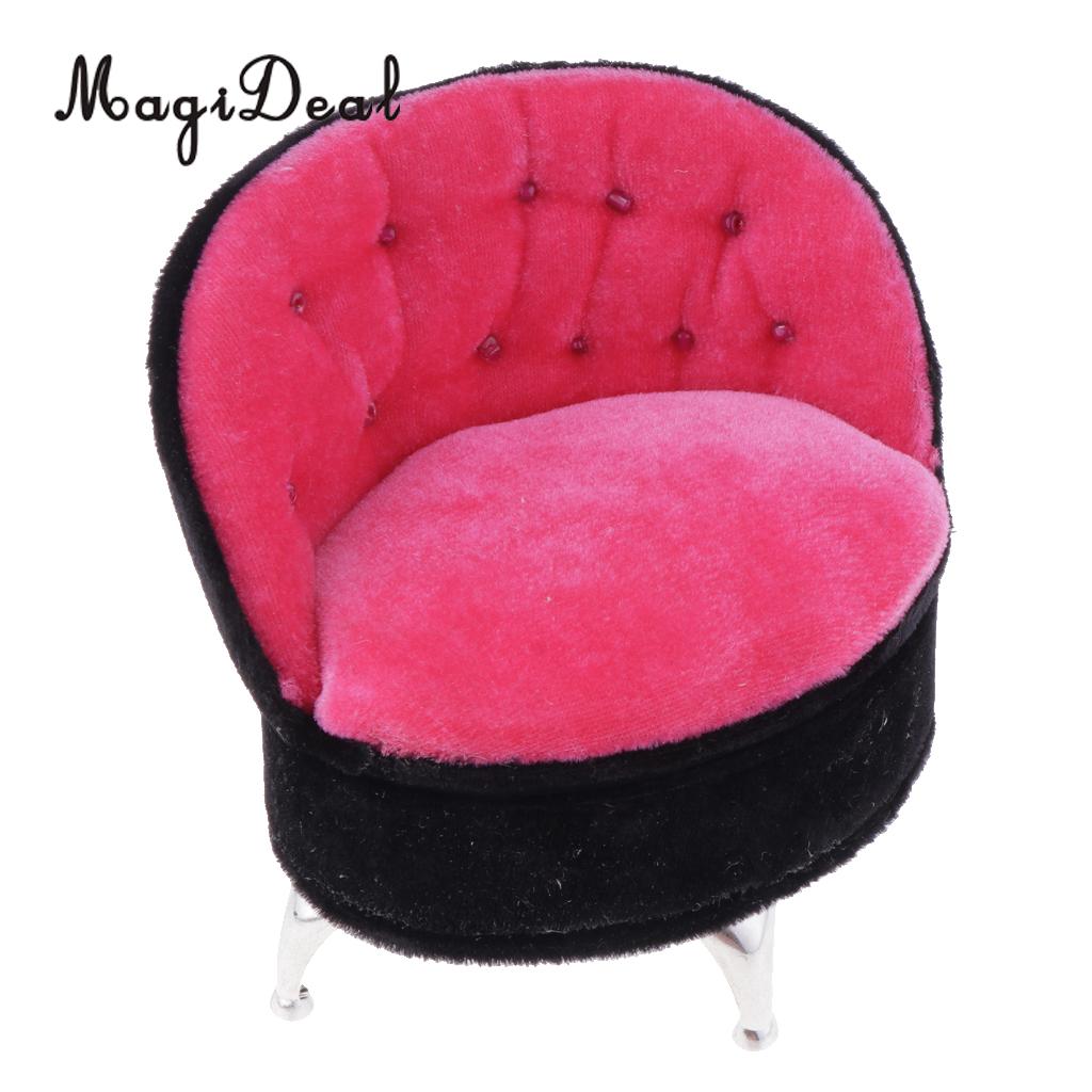 1/6 Scale European Style Single Sofa Chair with Rhinestone Dolls House Bedroom Living Room Furniture Decoration Model Toy: Rosy Black