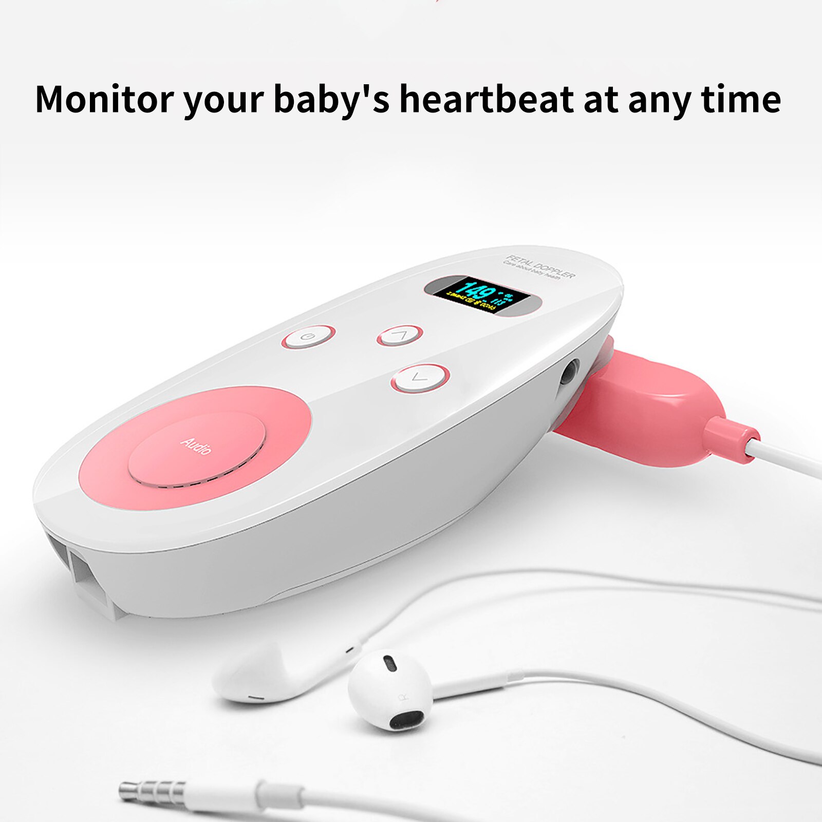 Doppler Fetal Heart rate Monitor Home Pregnancy Baby Fetal Sound Heart Rate Detector OLED Display No Radiation