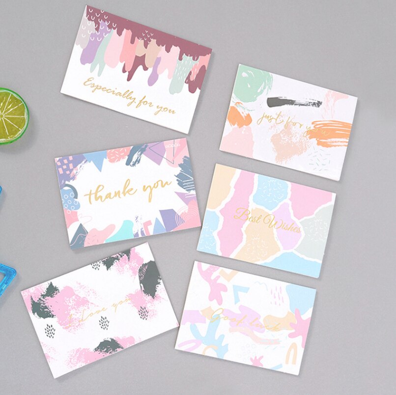 【6 PCS】Thank You Card with Envelope Good Luck Just for You Best Wishes I love You Greeting Card
