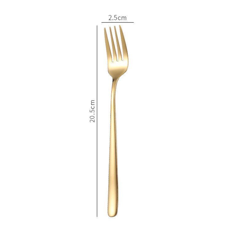 1PC Cake Dessert Forks Stirring Spoons Stainless Steel Colorful Long Handle Coffee Ice Cream Scoop Kitchen Tableware Supplies: Golden fork