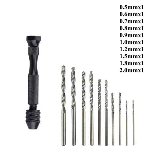 Mini Micro Aluminum Hand Drill With Keyless Chuck HSS Steel Twist Drill Bit Woodworking Drilling Rotary Tools Hand Drill Manual: B