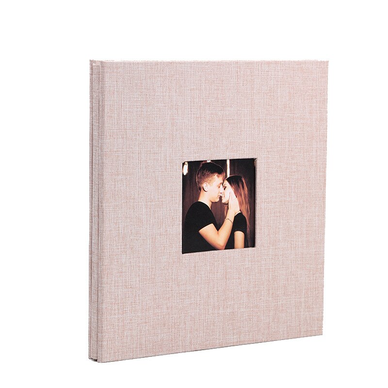 Diy linnen fotoalbum plakfolie handgemaakt plakboek zelfklevend trouwalbum geheugenfoto-opslag minnaar s 20 pagina's: Beige