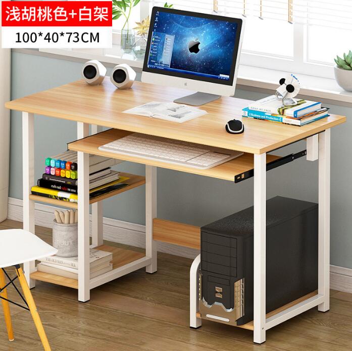 Modern Computer Desk Table With Keyboard Tray Bookshelf For Student Study Writing Home Office Working Table: Color B