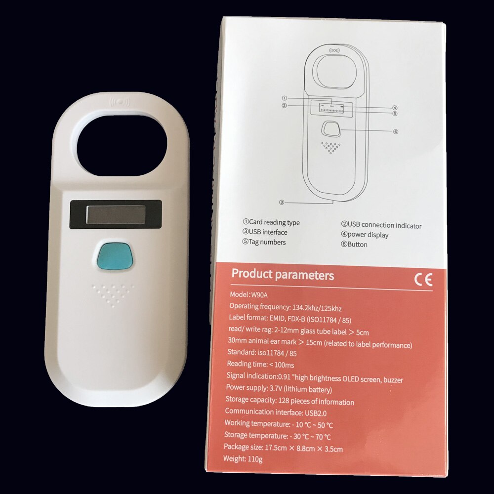 Sensitive Digital Pet Scanner ISO11784/5 Animal Pet ID Reader Chip Transponder USB Handheld Microchip Scanner for Dog Cat Horse