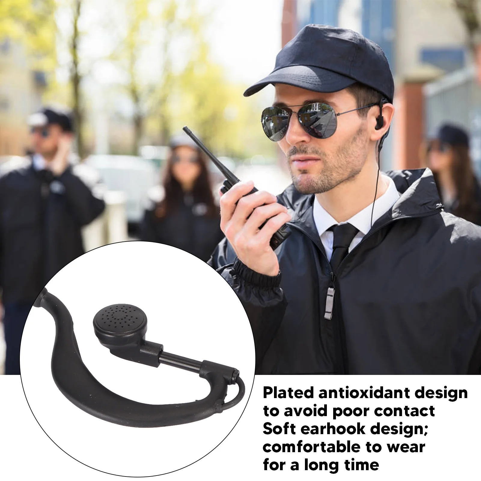 3.5mm walkie-talkie-headset med hörlurar, öronfäste, klart ljud, 1- stifts svart, för komradio (endast ljud, ) mp3 spelare)