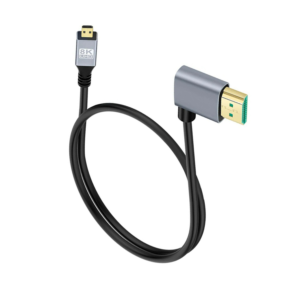 0,5M 1M 8K UHD-kabel omhoog/omlaag/links/rechts hoek HDMI-compatibel Mini Micro HD-scherm Dun snoer voor laptop PC Camera Monitor HDTV: Fuchsia / 1m