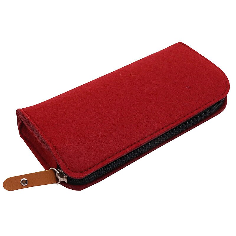 Felt pencil case Fountain pen apple pencil case Ballpoint pen cute pencil cases Gel pen chool pencil case kawaii pencil case: Wine red