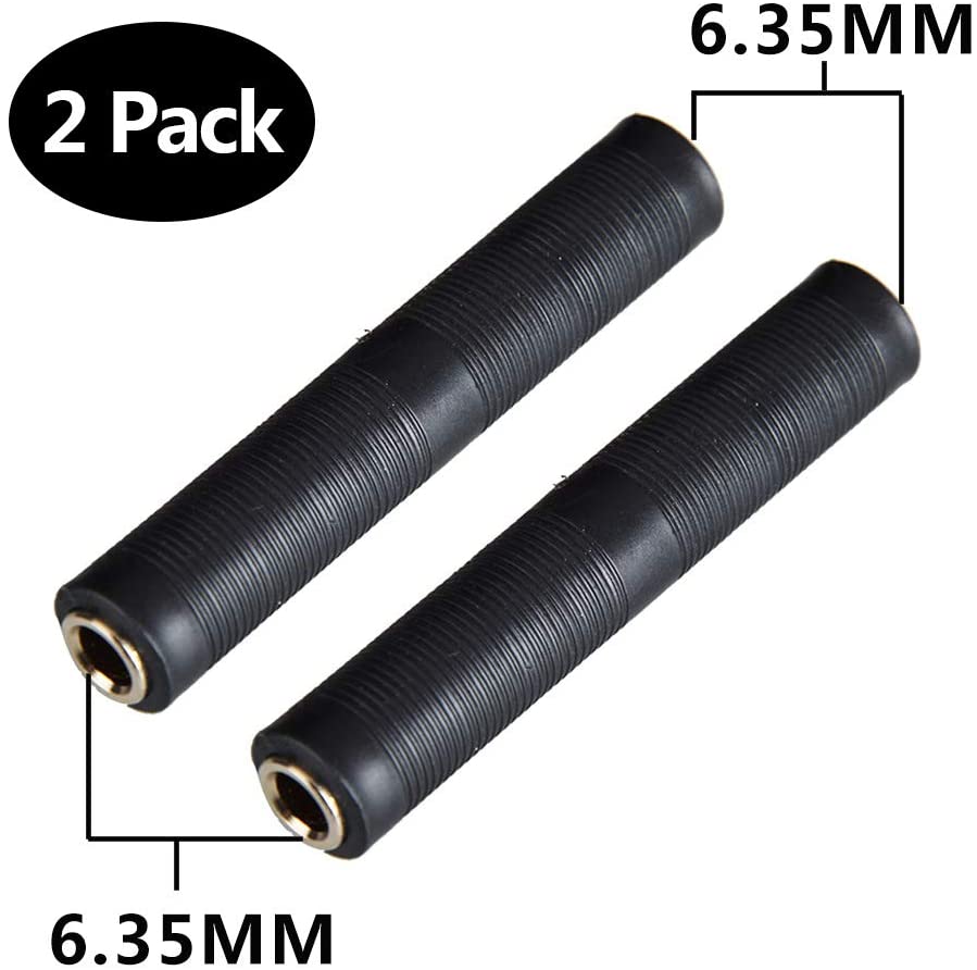 2pcs/lot 1/4 Inch TRS/TS Female to Female Coupler, 6.35mm Jack Stereo Adapter Joiner, Gender Changer Connectors