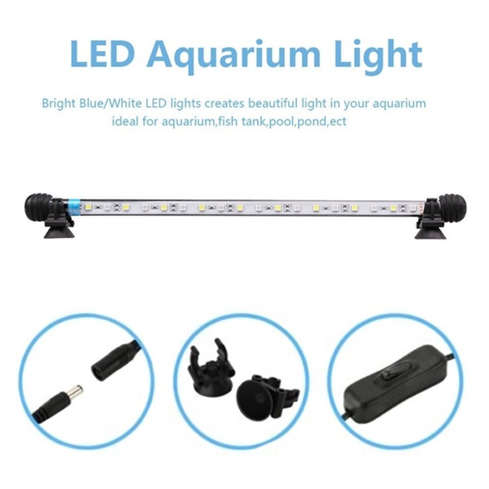 Gako White Light Aquarium LED Bar Light Aquarium for Fish Tank 28CM Amphibious Submersible LED Lamp Arowana Light