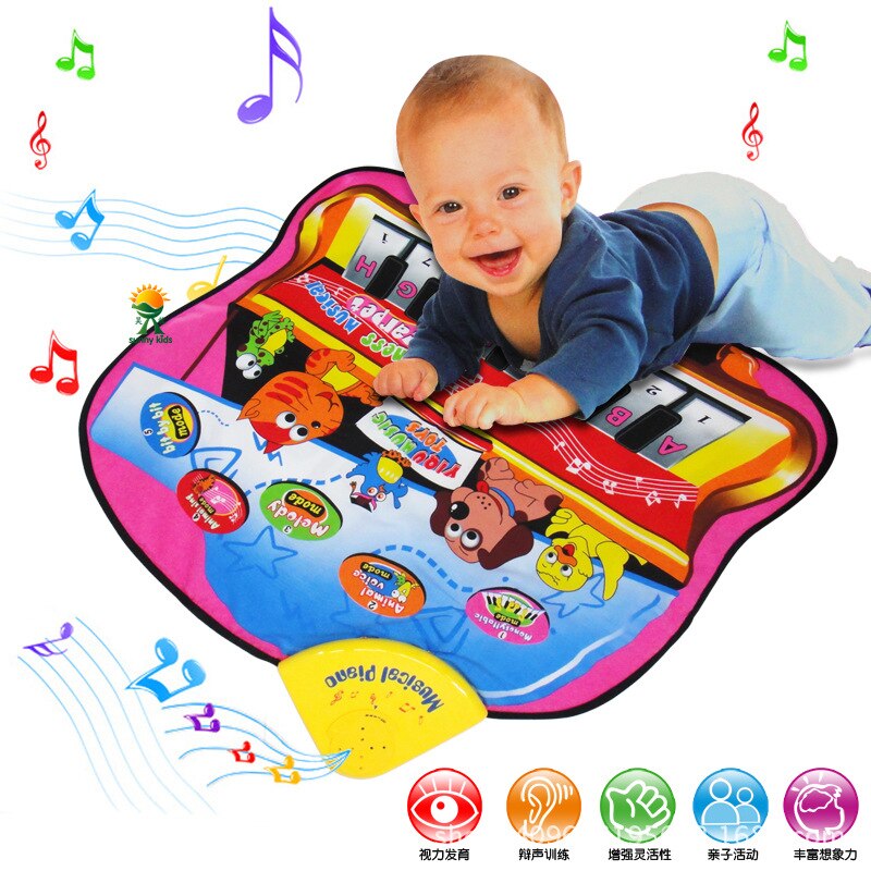 Children's multifunctional music tapping carpet learning blanket crawling mat piano game blanket