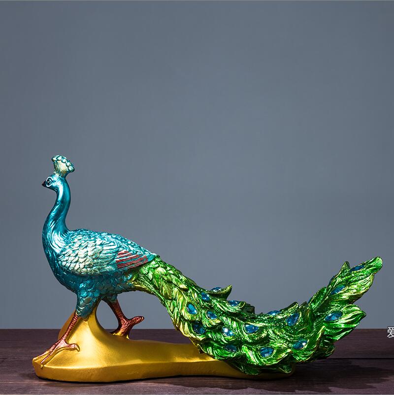 Originele Hars Pure Groene Phoenix Beeldje Pauw Decor Vogel Standbeeld Kantoor Thuis Ambachten Decoratie Dier Sculptuur Ornament