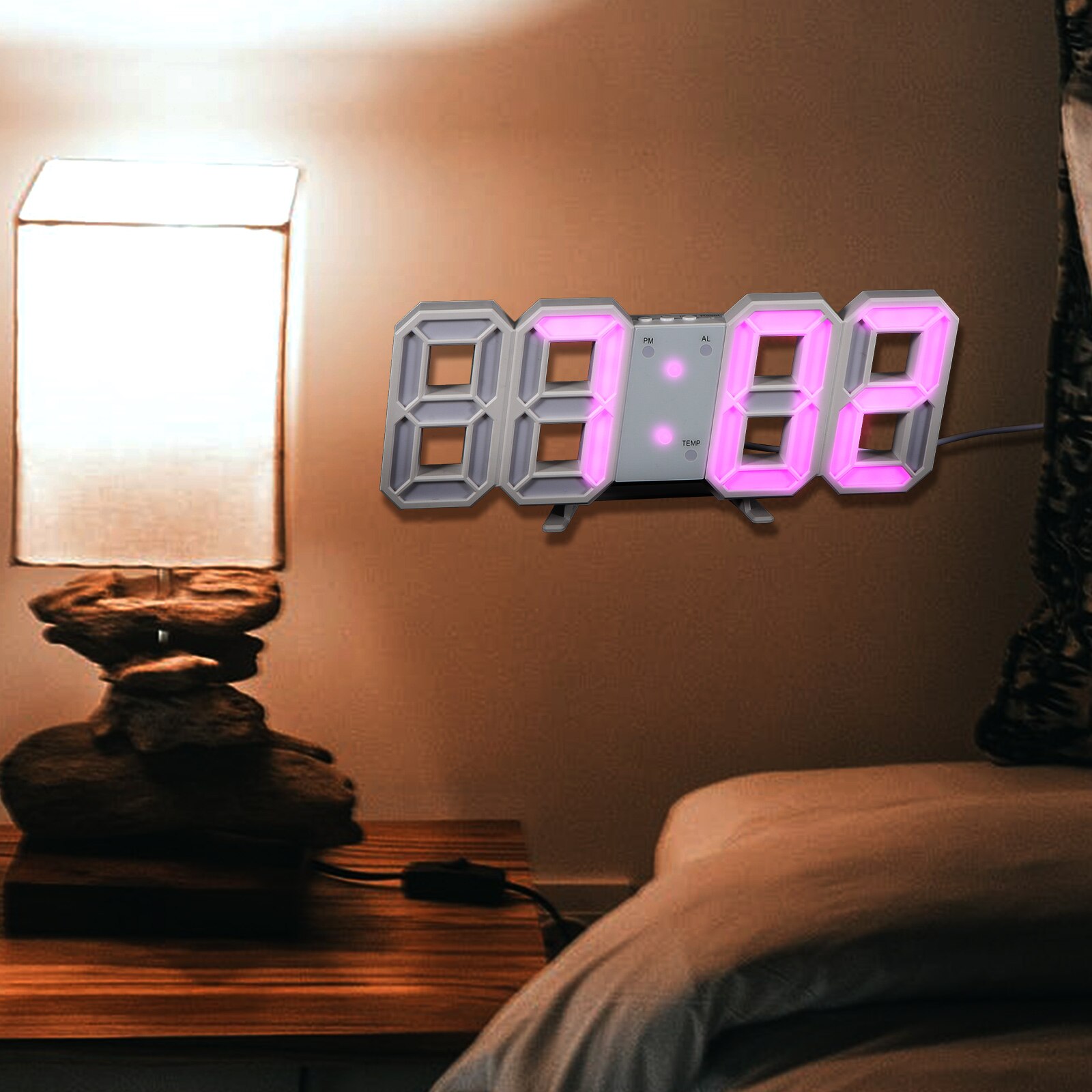 1Set Wall Hanging LED Clock Home Office Wall Clock 3D Digital Clock Pendant