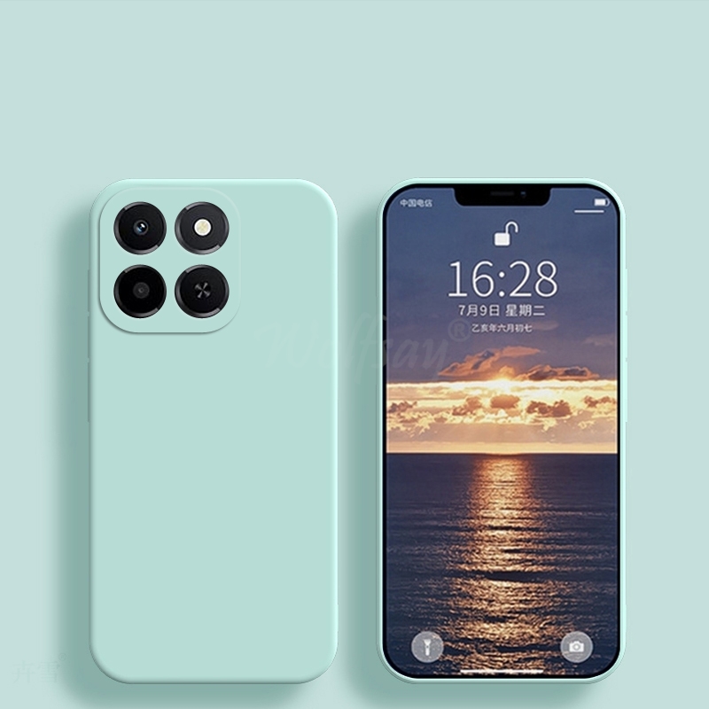 For Honor X6C Case Liquid Silicone Plain Rubber TPU Funda Cover Honor X6C Case Phone Protector Cover Honor X6C Case: Emerald Green
