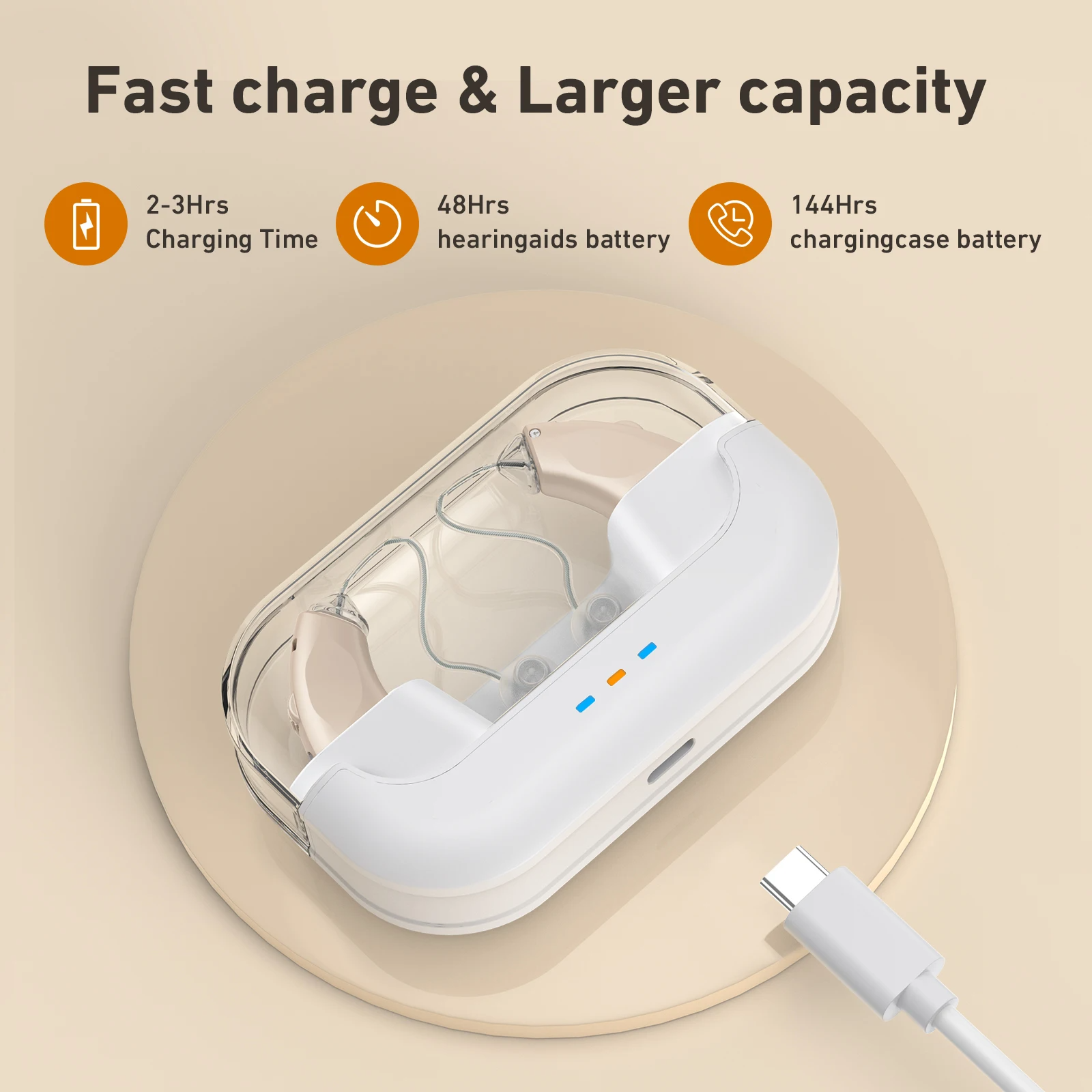 BTE Rechargeable hearing aids for seniors with noise reduction Digital Hearing Amplifiers for Hearing Loss with charging case