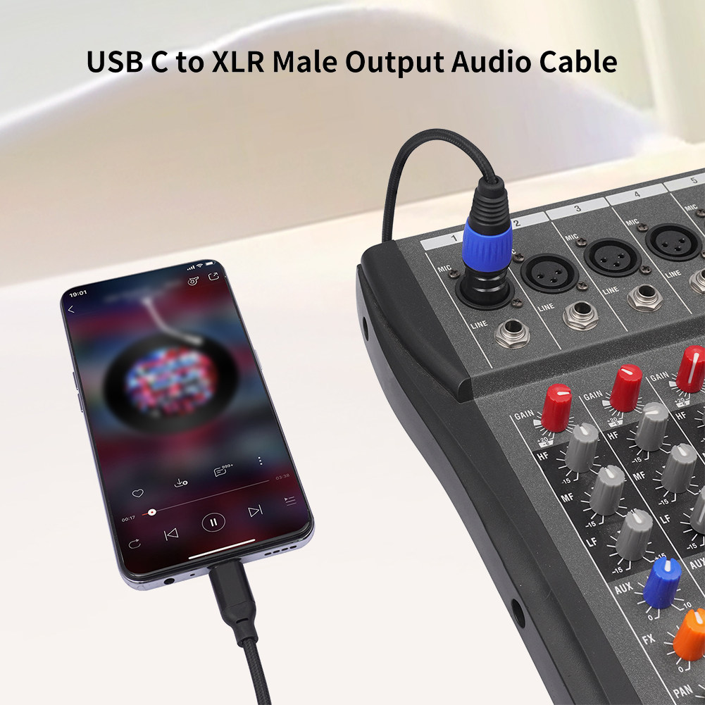 USB C auf XLR-Kabel Typ C auf XLR-Stecker, Einkanal-Ausgang, Audio--Verbindungskabel für Verstärker, Lautsprecher, Rührgerät, Konsole