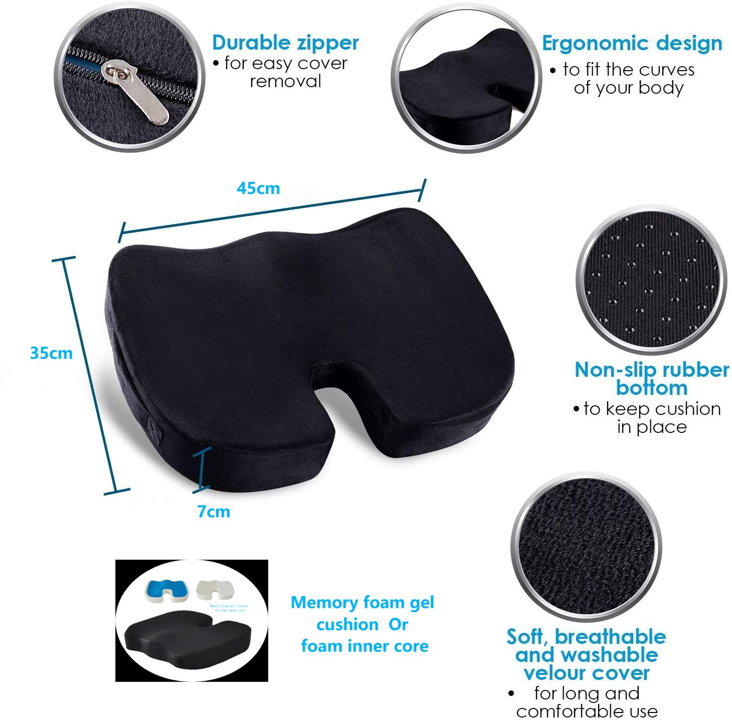 Gel Verbesserte Sitzkissen Nicht-Unterhose Orthopädische Gel Erinnerung Schaum Steißbein Kissen für Steißbein Schmerzen Büro Stuhl Auto Sitz kissen