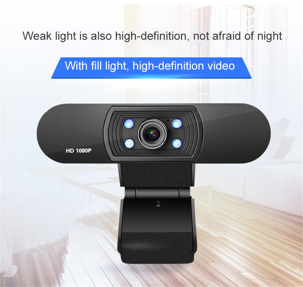 Kebidu H800 1920x1080p Video Webcam 1080P HD Web Camera USB Plug n Play Webcam USB visione notturna microfono incorporato per PC