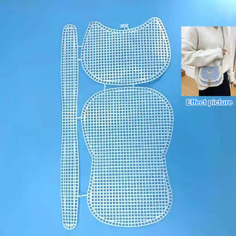 Sac en plastique en tissu à mailles pour bricolage, sacs tissés, plaque de grille pratique, tapis, crochet, fournitures artisanales, point de croix, loquet, plaque de grille: Saddle bag