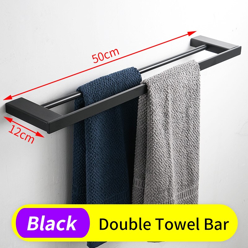 Handdoek Houder Zwart Badkamer Rvs Handdoekenrek Opknoping Holder Handdoek Bar Toiletrolhouder Zeephouder Jas Haak Rack: 1220-SG