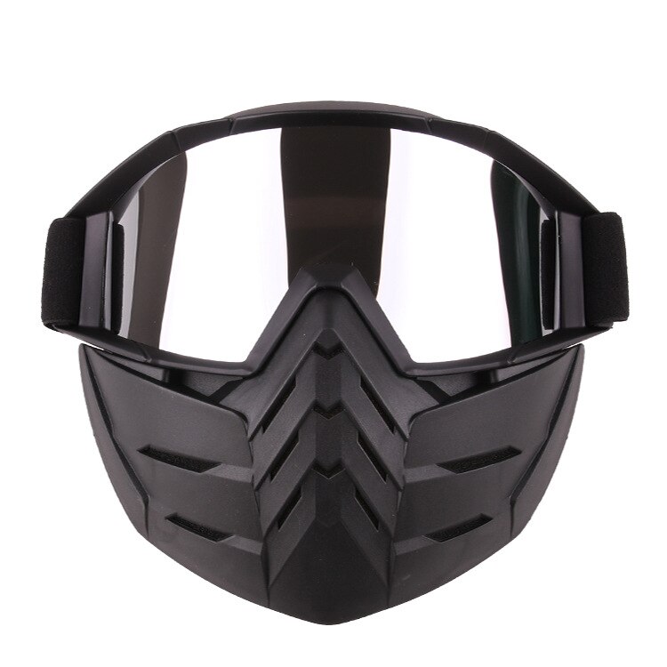 Herorider óculos de proteção motocross máscara poeira da bicicleta gafas com destacável máscara cs vintage motocicleta tubarão capacete óculos: 5