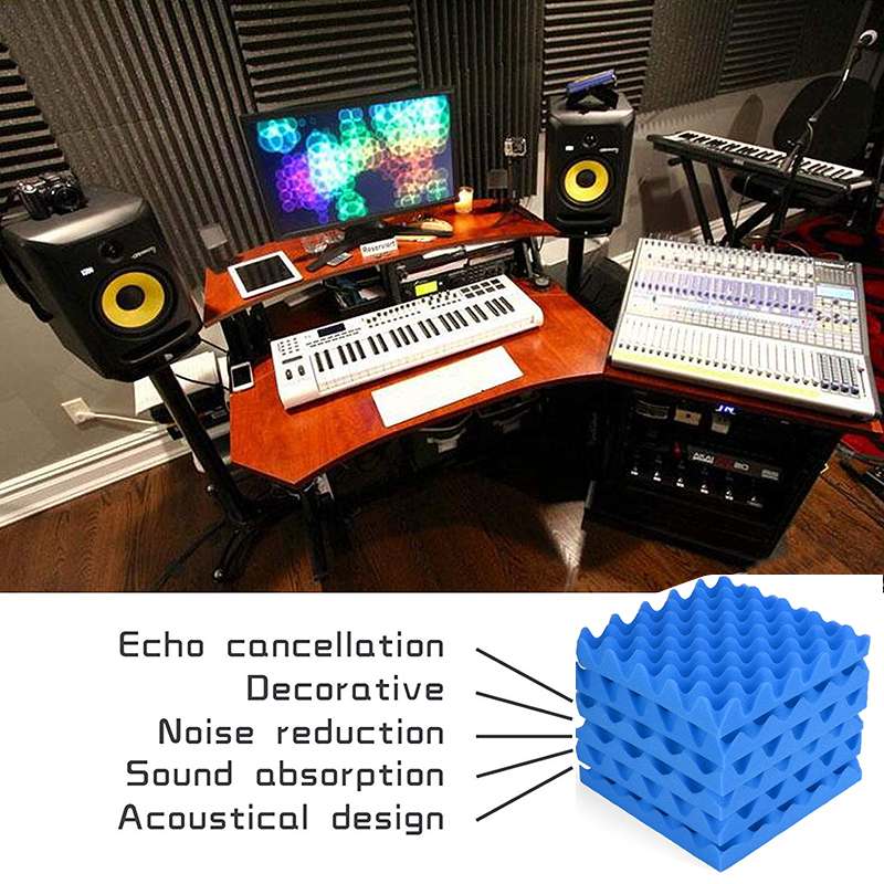 10pcs/set 25x25x4cm Sound-absorbing Sponge Soundproof Sponge Noise Insulation Foam Piano Drum Shed Room Classroom Wall Muffler