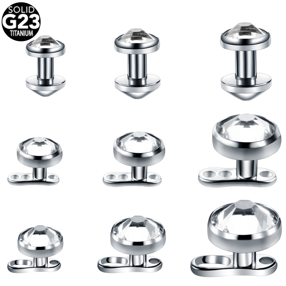 20 stuks/partij  g23 titanium micro dermal anchor topset met basis dermal piercing hide in skin dermal ringen piercings lichaamssieraden
