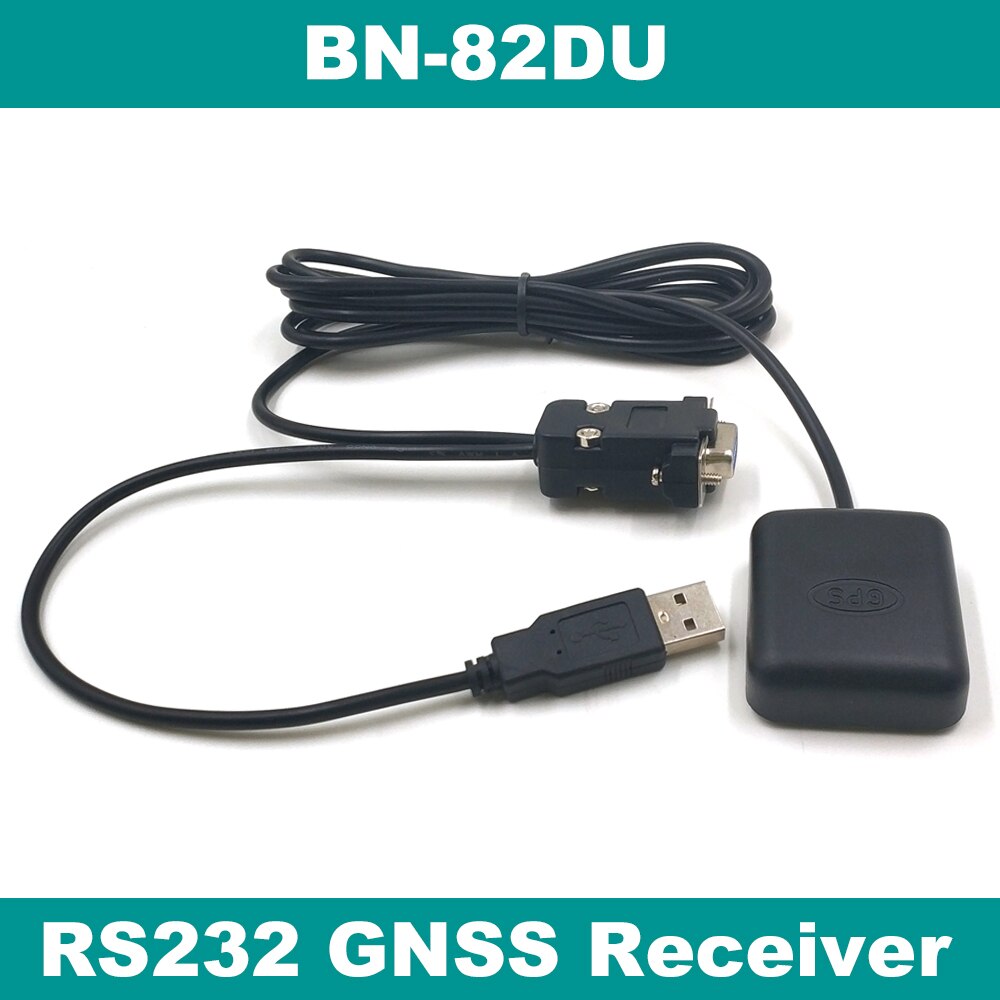 RS232 DB9 vrouwelijke + USB male connector RS-232 GNSS ontvanger Dual GPS + GLONASS ontvanger module antenne, 9600, NMEA, 4 M FLASH, BN-82DU