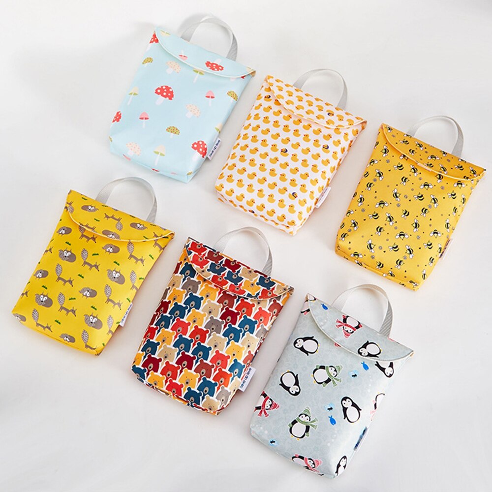 Multifunctional Baby Diaper Organizer Reusable Waterproof Prints Wet/Dry Bag Mummy Storage Bag Travel Nappy Bag