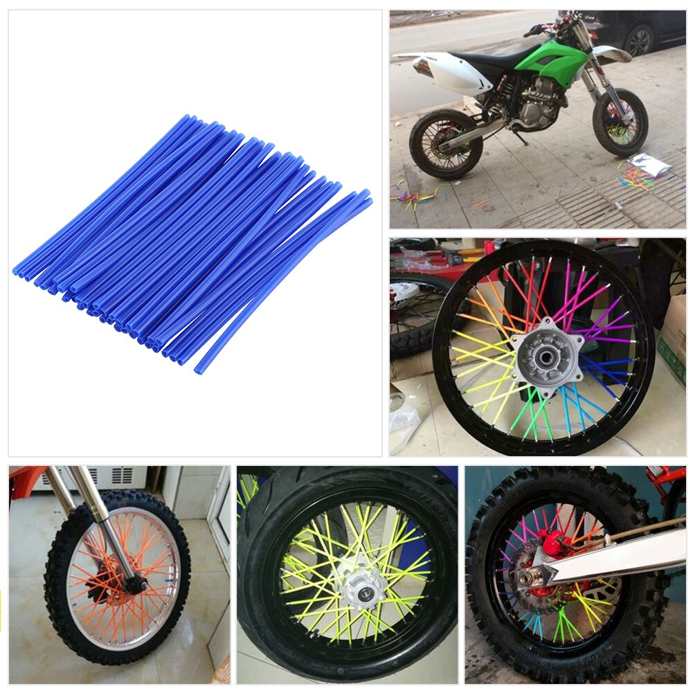 36pcs Front Solid Rear Motorcycle Universal Plastic Durable Protective Tubes Decor Wheel Spoke Wraps