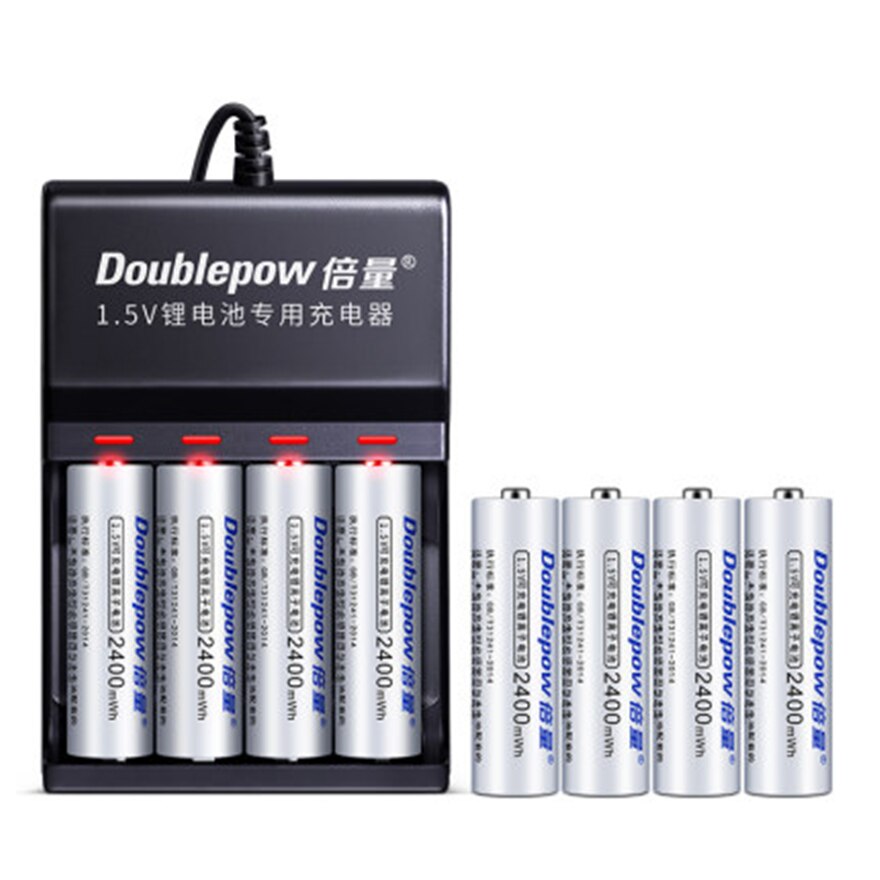 1.5v 2400 mwh aa uppladdningsbart batteri aa litiumbatteri snabb laddning via usb 4- plats smart laddare: G