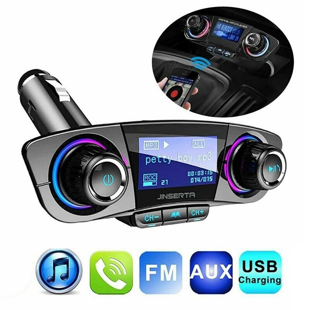 Bluetooth Draadloze Auto Mp3 Speler Handsfree Car Kit Fm-zender A2DP 5V 2.1A Dual USB LCD Display Car FM modulator