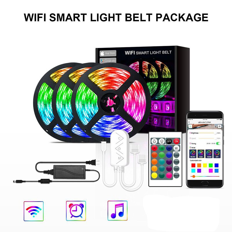 5050 Led Muziek Licht Strip Set Wifi Graffiti Smart Light Strip Rgb Kleurrijke Waterdichte Licht Strip